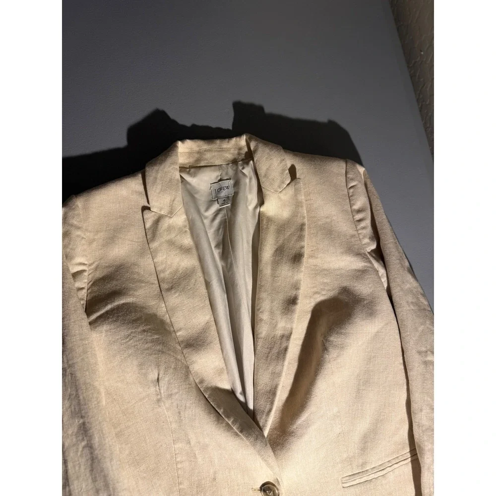 J.Crew Womens Crosshatch linen-cotton Holland blazer AL221 Size 4
